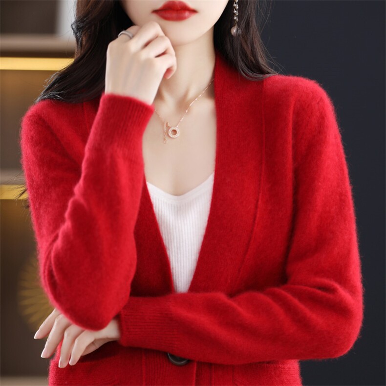 优雅气质女开衫简约百搭显瘦保暖外套品质纯材质柔软舒适,女装羊毛衫,琳华羊绒