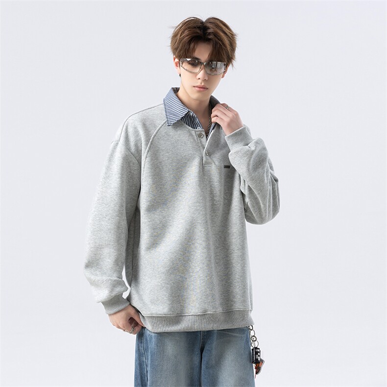 假两件条纹长袖卫衣男 cp127-特p55图片