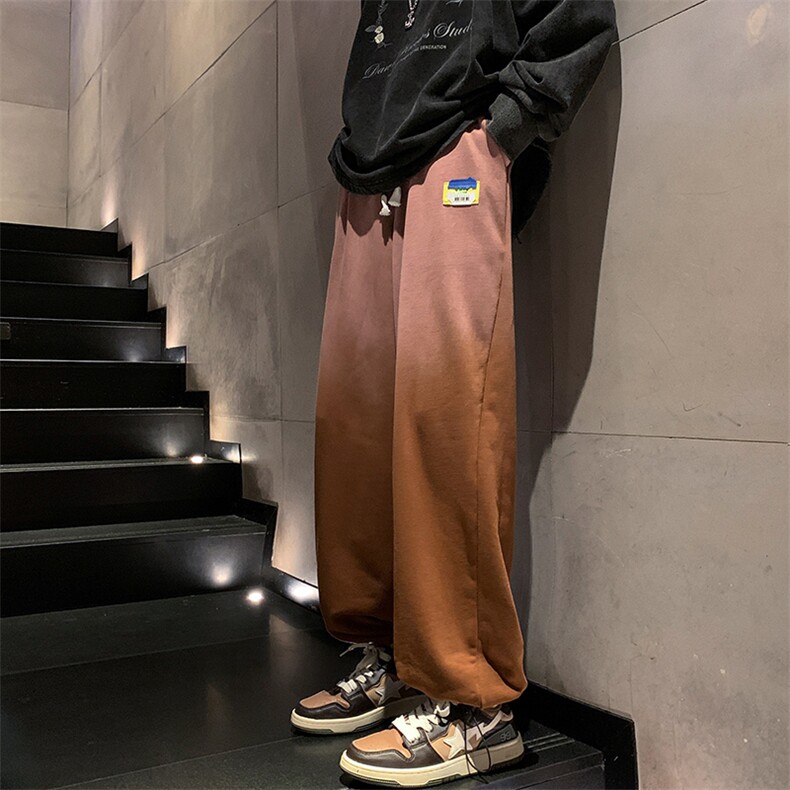 8XL-M 特大码运动裤渐变色宽松直筒休闲裤潮流百搭长裤男K928P60图片