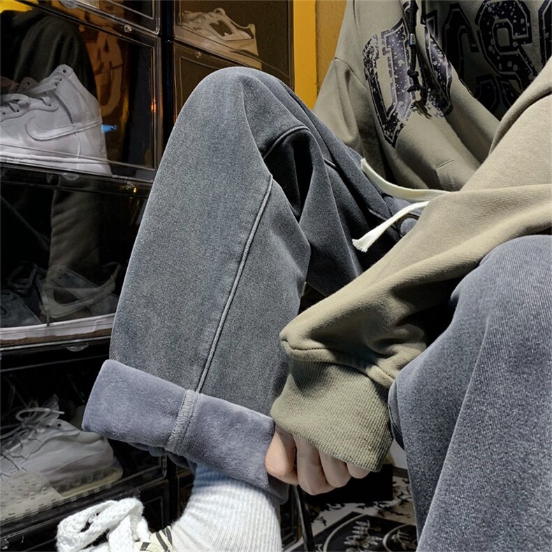 冬天加绒加厚款男牛仔裤直筒休闲裤子  A080-9291-常规P35加绒P45图片