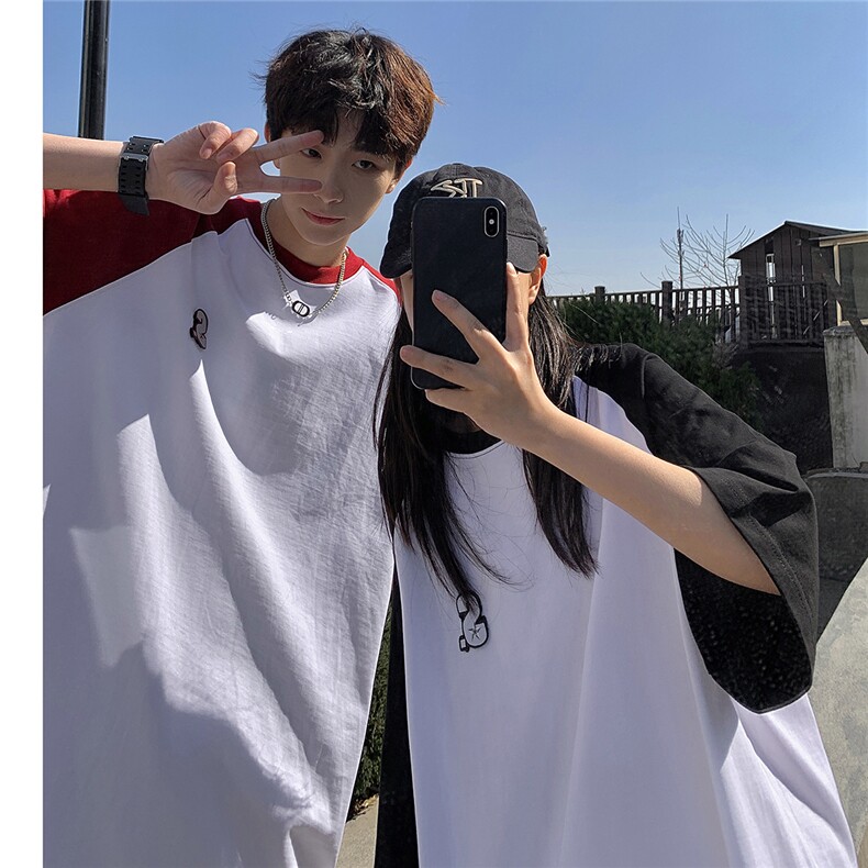 港风插肩袖设计T恤男大码S立体贴标短袖T恤男DT8767P28控49,男装T恤,星座226-1