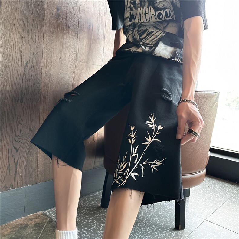 D2058-p45-控68现货风宽松cleanfit牛仔裤七分裤黑暗,男装牛仔裤,星座116
