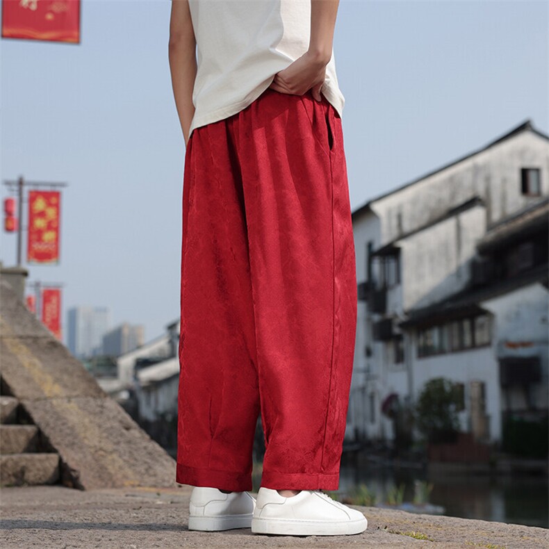 2025春夏新款风提花休闲裤男士宽松大码阔腿哈伦裤K2509-P75,男装休闲裤,电商A008