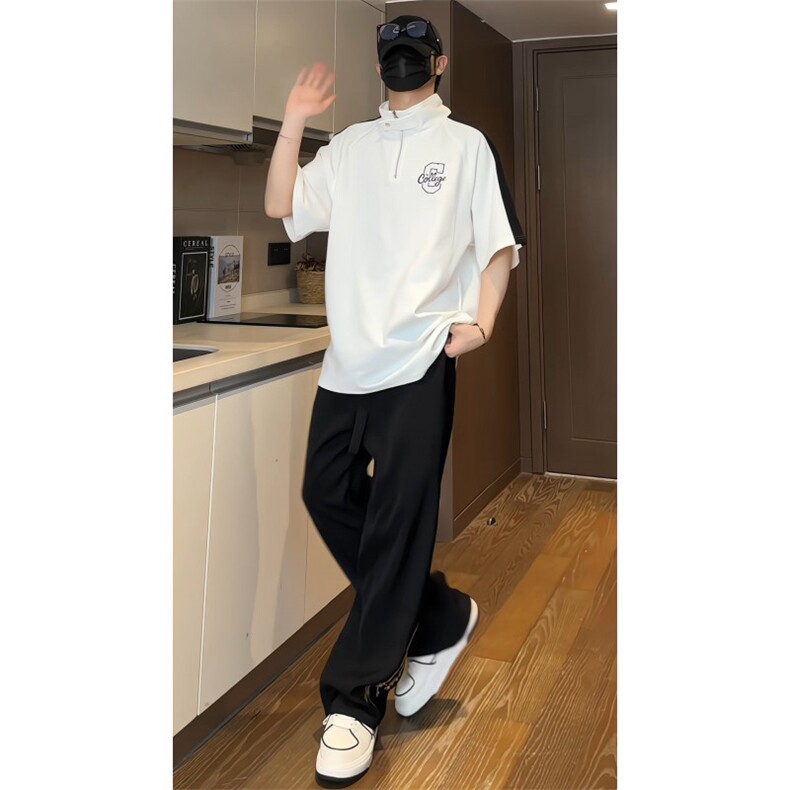 xp2413特P35控78抖音品质夏季美式冰感拉链POLO衫男潮流宽松短袖,男装Polo衫,电商B370
