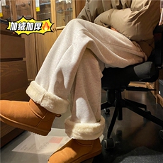 冬季新款加绒保暖百搭纯色宽松休闲卫裤B315-K858JR-特p40控78，男装休闲裤，电商B315