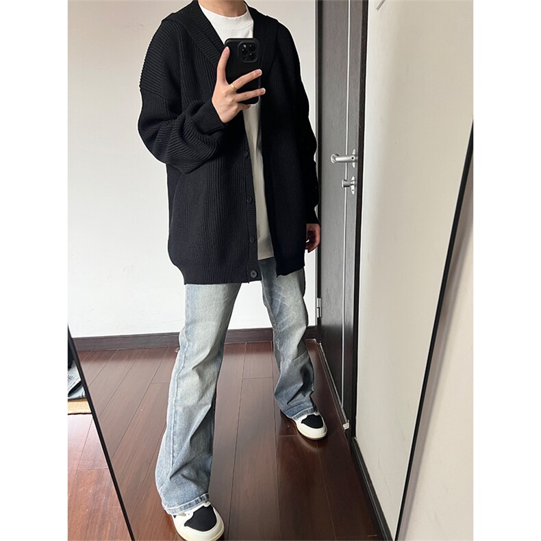 日系复古慵懒风V领毛衣男宽松休闲针织衫外套MY2625P60,男装针织衫/毛衣,电商基地A086
