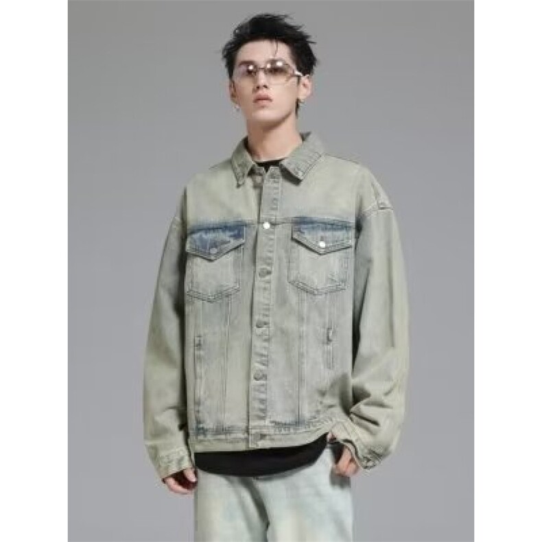 1506-1/J6991/P60外牛仔多口袋男士夹克外套模特图设计感小众百搭,男装夹克,星座1506-1