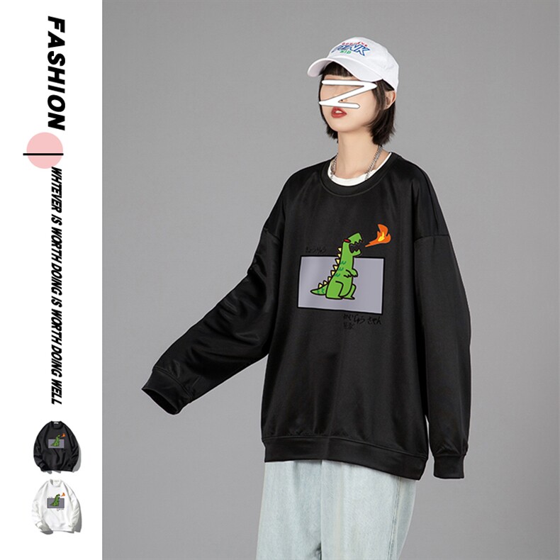 2021秋季新日系大码男蒙马卡通印花特潮宽松港风卫衣W5051-P28，男装卫衣，电商A001