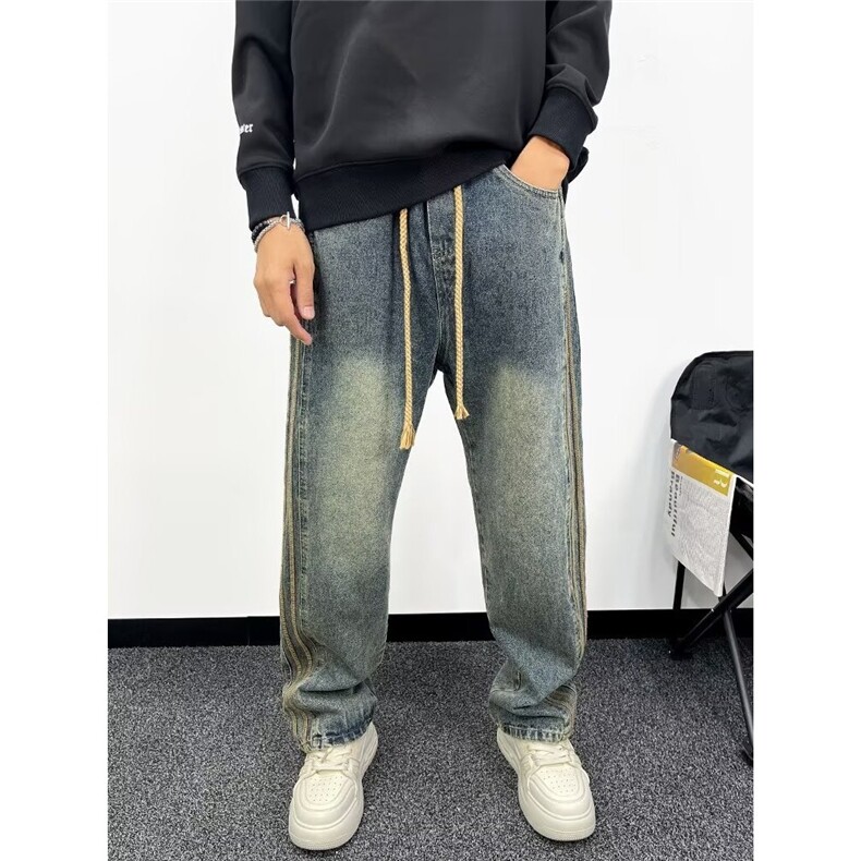 港风潮男夏季新款牛仔裤嘻哈ins潮高街潮流痞帅长裤XX1113,男装牛仔裤,星座208-5