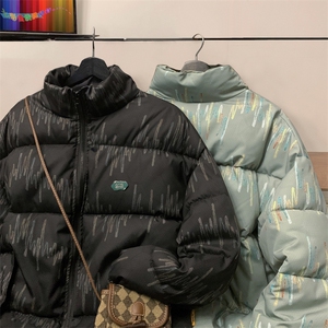 棉服男女七彩线印花棉衣立领面包服棉袄加厚外套3359-P70控108图片