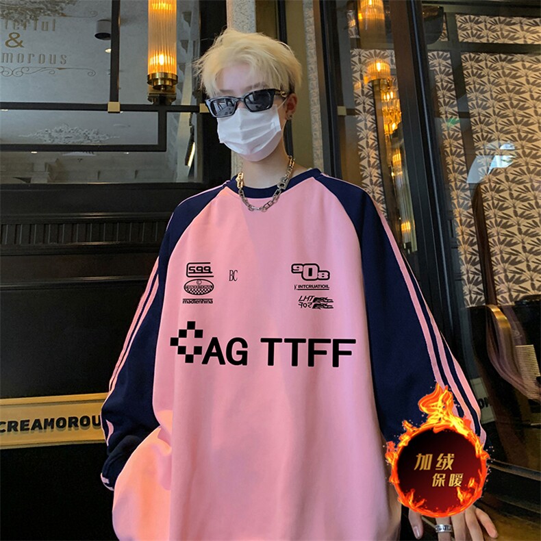 抖音得物供货提供视频秋冬重磅美式宽松织带圆领卫衣0752,男装卫衣,电商A486