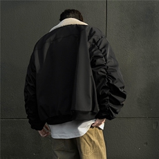 冬装美式复古羊羔毛翻领棉服飞行夹克棉衣加厚外套男H1031P128，男装夹克，电商A341