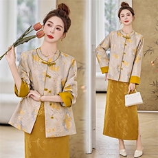 闺舍2025春季新款新中式国风宋锦金线提花真丝盘扣外套女立领撞色,女装短外套,衣之秀, 闺舍2025春季新款新中式国风宋锦金线提花真丝盘扣外套女立领撞色,女装短外套,衣之秀,