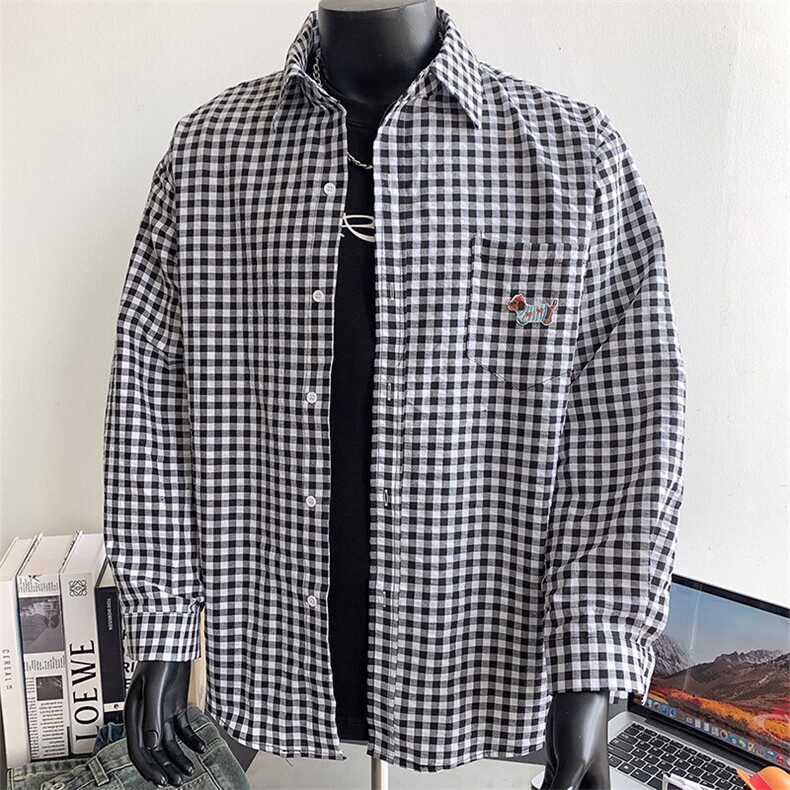 腊肠狗格子防晒衬衫男xh107-特p40，男装防晒衣，电商B367