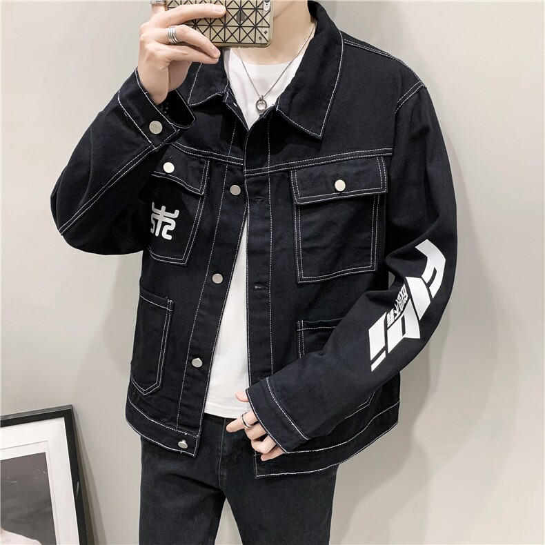 JK923-P70-现货店主风牛仔夹克肥仔量足破洞印花大码,男装夹克,星座103A