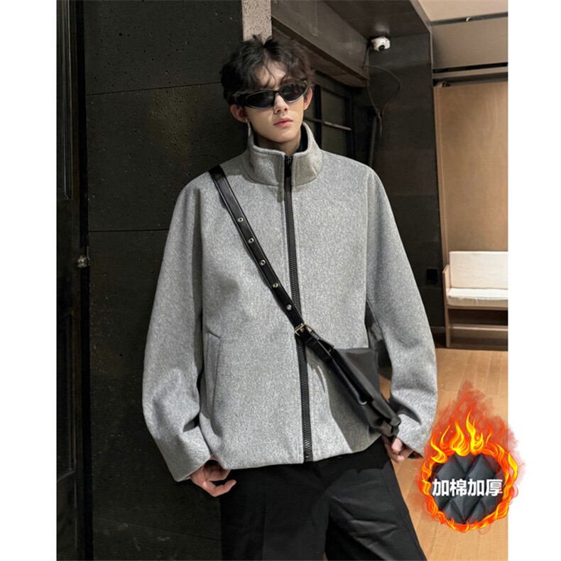加棉加厚cleanfit立领短款拉链毛衣大衣夹克504-F30-P75控108，男装毛呢大衣，星座504