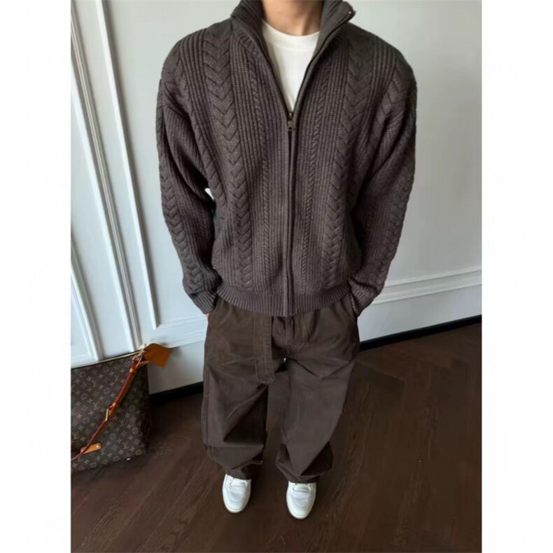 春装绞花肌理针织衫毛衣开衫外套H166，男装针织衫/毛衣，星座1212