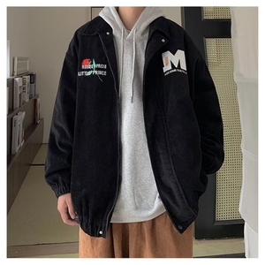 灯芯绒外套男春秋季高级感痞帅炸街刺绣夹克休闲潮牌美式复古衣服图片