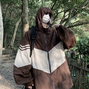防晒衣男韩版潮流连帽拼色痞帅2026夏季新款ins宽松外套W4905-P39图片