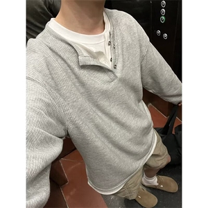 T428-P36 假两件毛衣男秋季cleanfit撞色拼接领学院风设计感图片