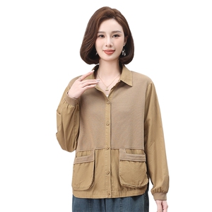 衬衫女宽松上衣时尚薄款短外套2025春秋季新款中年妈妈装休闲衬衣图片