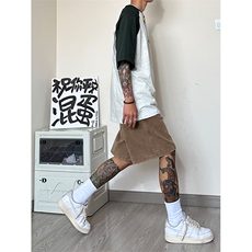 港风重磅320G纯棉水洗做旧休闲裤卫裤A014-DY2327-P45控58，男装休闲裤，电商A014