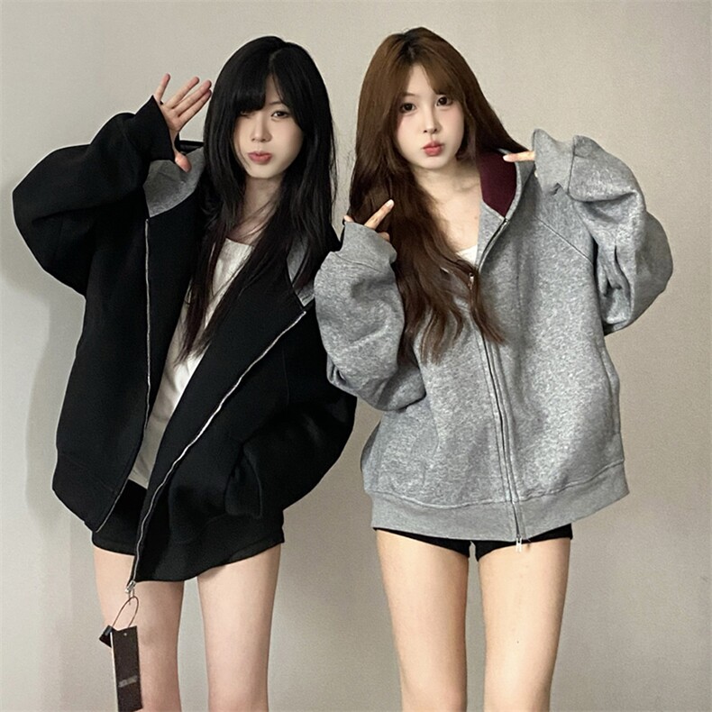 抖音得物高品质秋冬美式高街重磅结构双层双面连帽卫衣外套XS107，男装卫衣，电商A486