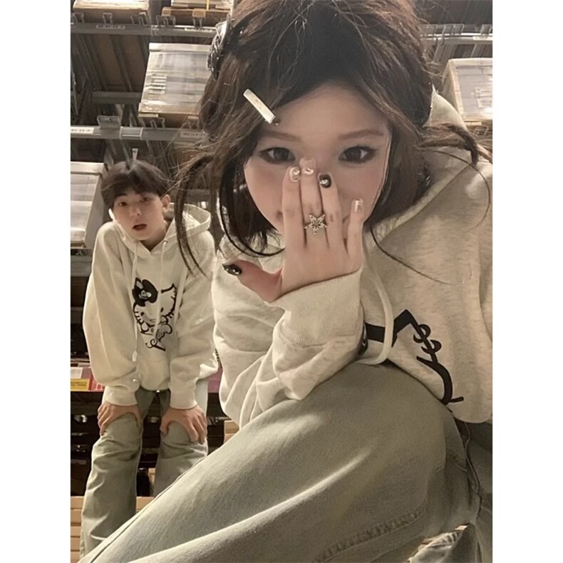 C0233-P55秋冬连帽卫衣新款时尚kitty猫卫衣潮情侣装上衣,女装卫衣/绒衫,星座617A-2