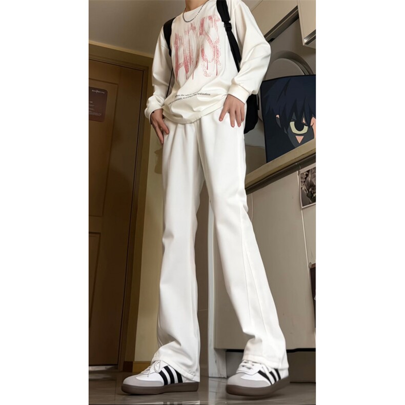 美式ins高街暗黑小众百搭喇叭裤休闲白色牛仔裤K2305-P55,男装牛仔裤,电商A062