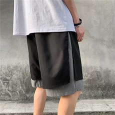 假两件短裤男夏季2021ins潮流宽松直筒休闲学生拼接工装K841-P25，男装休闲裤，星座512-2