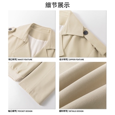 休闲风经典款式男女同款上衣简约双排扣翻领复古时尚外套HY802P80，男装风衣，电商A102B