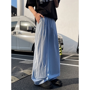 8XL-M多巴胺冰丝垂感慵懒山本裤男夏拖地裤子阔腿休闲裤KZ051P30图片