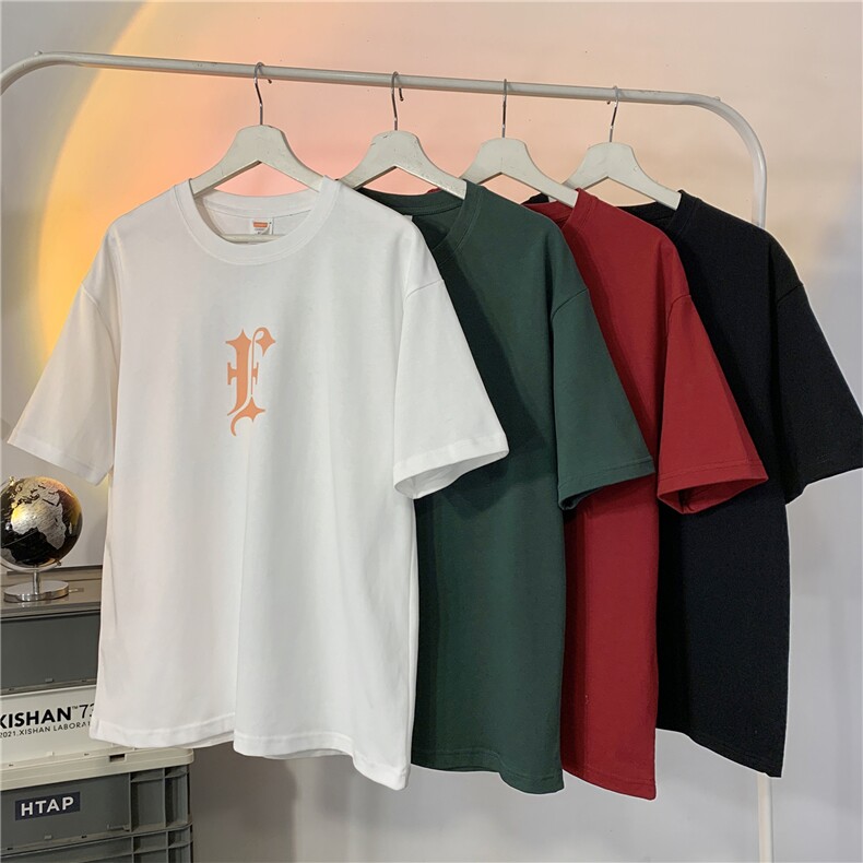 抖音现货供应2024新款260克纯棉大码白墨印花A158-T70-P28控48,男装T恤,电商A158