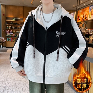 美式开衫秋冬季外套男宽松潮流帅气加绒加厚夹克冬 A436-6802-P90图片