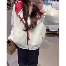 撞色拉链开衫连帽卫衣男款秋季宽松休闲情侣外套WJK510，女装短外套，星座1116A（原606A-3）
