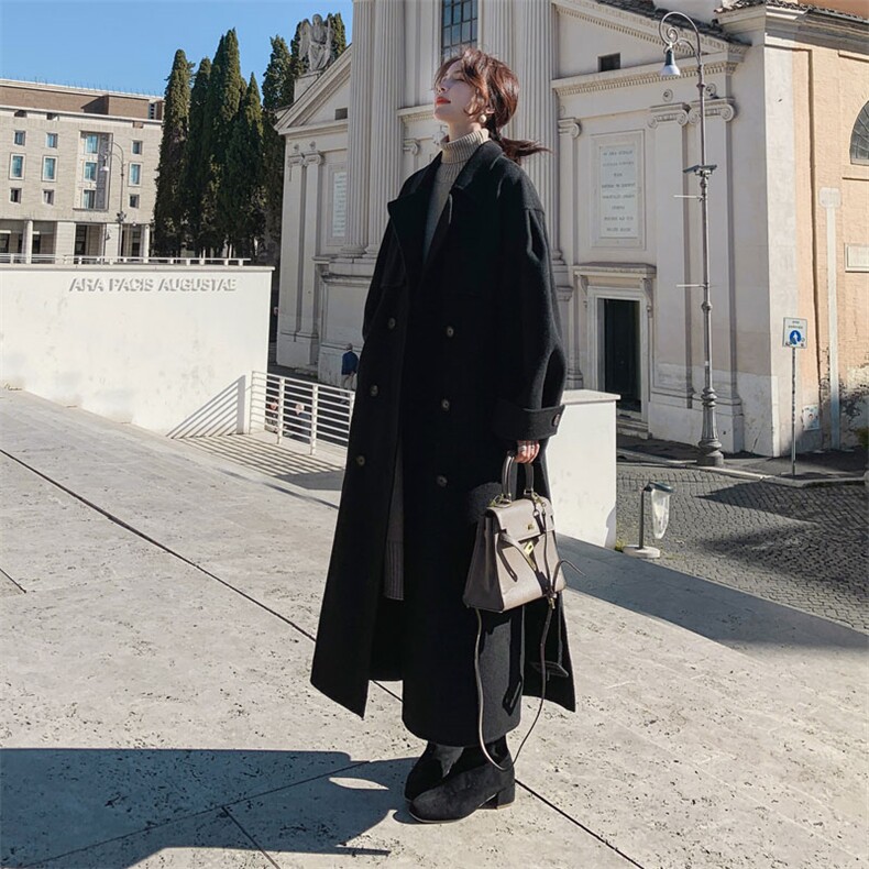 大货已出2020冬季新款黑色毛呢外套8605-A81（），女装毛呢外套，浙宝225