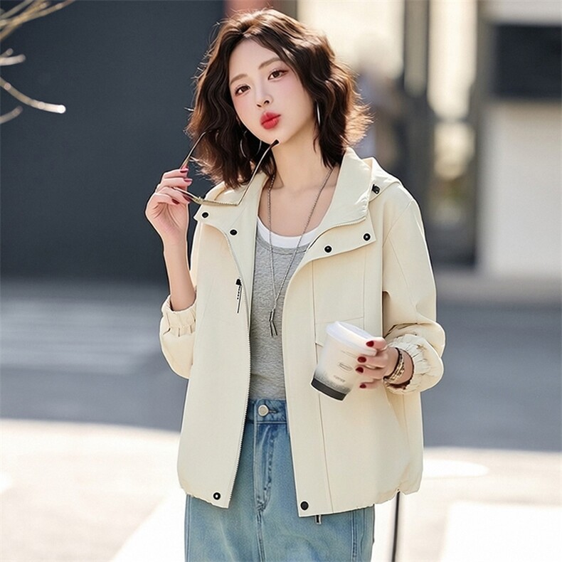 （现货）时尚超好看外套女休闲连帽减龄短款百搭上衣,女装短外套,韩蔻秀
