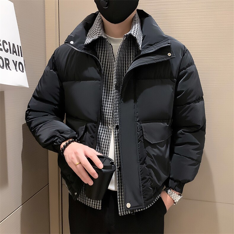 冬季美式潮流加厚假二件小香风棉衣外套棉服小伙店主风MY926黑,男装棉衣,星座301B-1