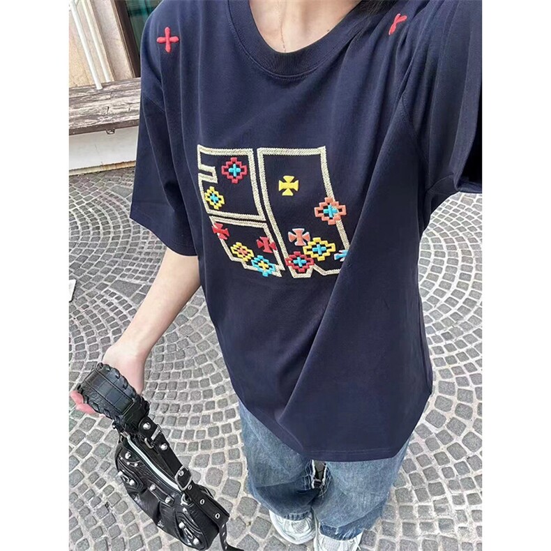 万针全刺绣工艺高品质260克双纱纯棉美式高街短袖T恤特P33,男装T恤,电商A486