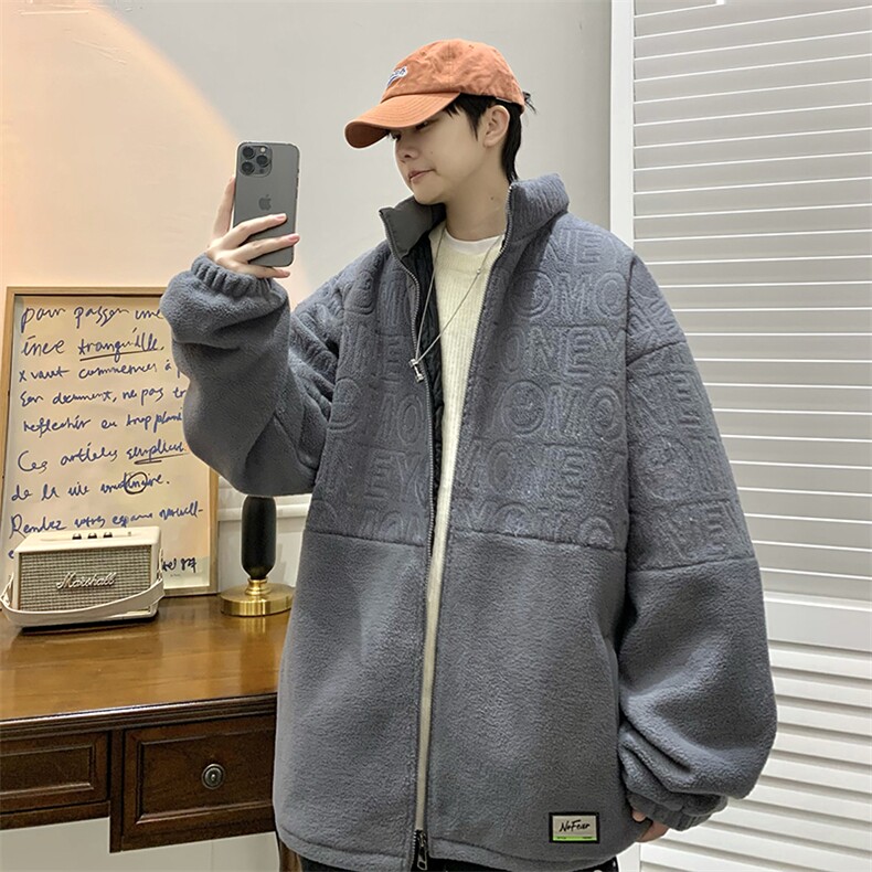 22冬冬季新款羊羔毛外套情侣宽松摇粒绒棉衣B266-Y617-P125,男装棉衣,星座B257-1