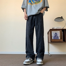夏季新款美式高街牛仔裤男设计感微喇宽松直筒长裤现货K8091-P45，男装牛仔裤，星座512-3