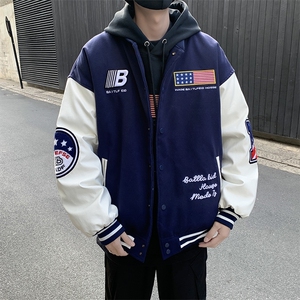 潮牌美式复古学院风棒球服棉服外套男秋冬情侣棉衣M033-P85图片
