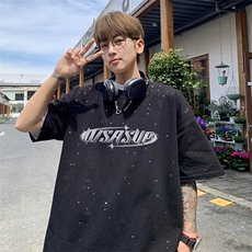 量大优供抖音视频支持得物配合二开美式满天星亮片短袖T恤MTX263，男装T恤，电商A486