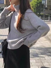 2025年秋季常规款套头长袖高翻领，女装针织衫/毛衣，淘淘羊羊绒