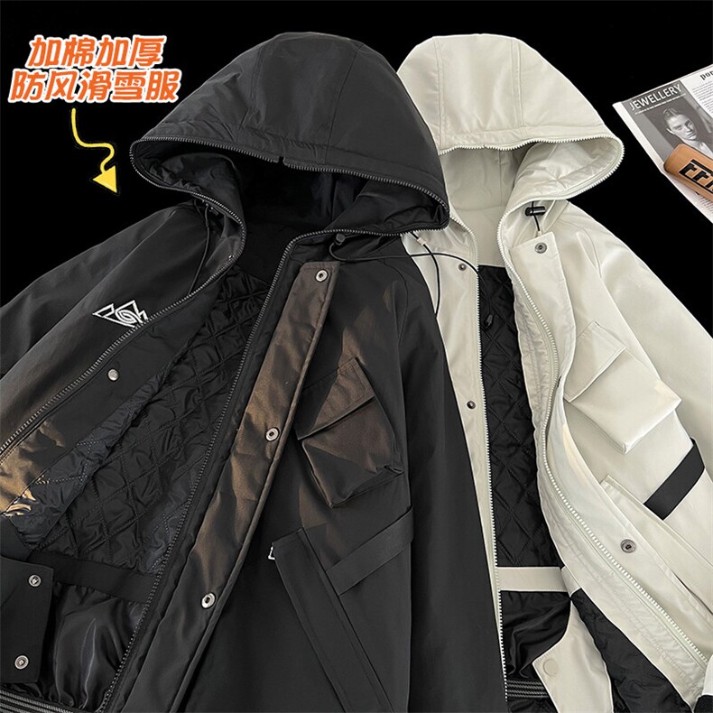24冬户外防风防水多口袋单板滑雪服男加棉加厚保暖外套M78-P155图片