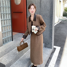 现货-高级感小香风加厚夹棉套装裙女2025秋冬新款气质减龄两件套，女装套装/套裙，霓裳依族