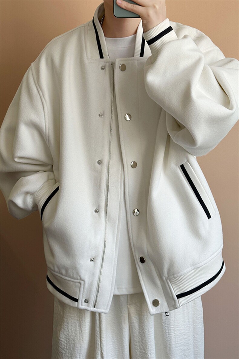 现货-春季呢子棒球服潮牌宽松时尚外套休闲呢子夹克-AJ23058-P115,男装夹克,电商A351