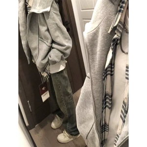 纯棉灰色大口袋开衫连帽卫衣ZW0131-P55图片