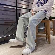 新款时尚潮男百搭宽松破洞牛仔裤，男装牛仔裤，四季星座218-1