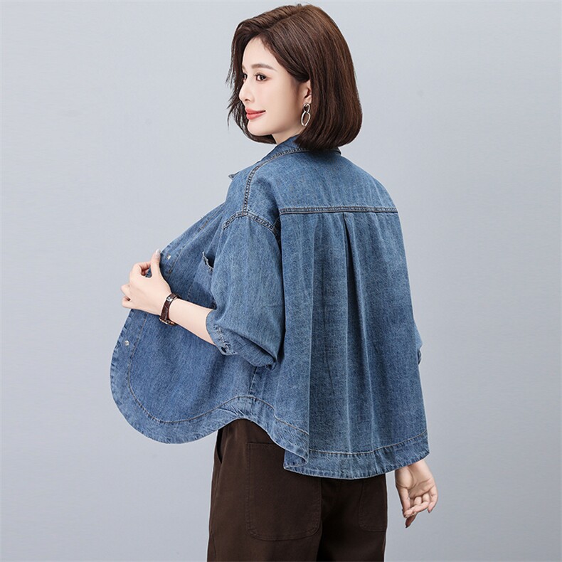 牛仔女2025年春秋新款时尚休闲宽松减龄洋气妈妈阔腿裤，女装衬衫，忆绮罗